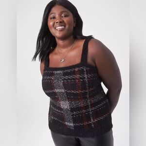 Lane Bryant Black and Red Textured Camisole